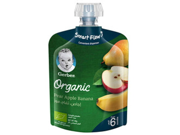 GERBER® - Organic كمثرى تفاح موز 90غ