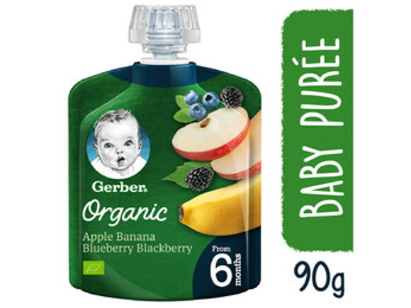 GERBER® - Organic تفاح موز توت أزرق توت أسود 90غ