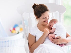 baby lying on mom's chest
