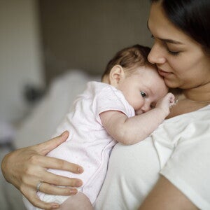 Baby on mothers chest Baby on mothers chest