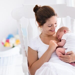 baby lying on mom's chest
