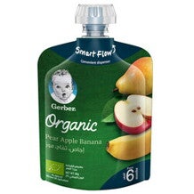 GERBER® - Organic كمثرى تفاح موز 90غ