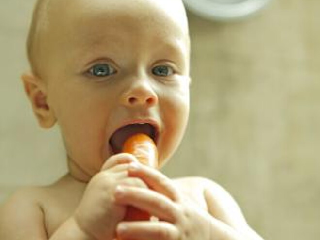 baby eating carrot