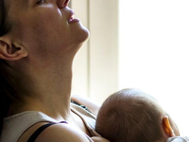 baby on mothers chest baby on mothers chest